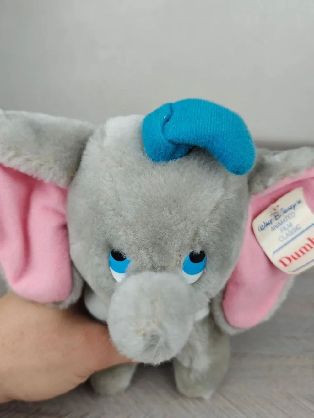 Vintage Disney Dumbo Plush Stuffed Animal Pink & Gray 1980s NWT 6